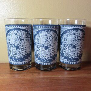 10 oz royal china currier & ives juice glasses - set of 3 (W4729)